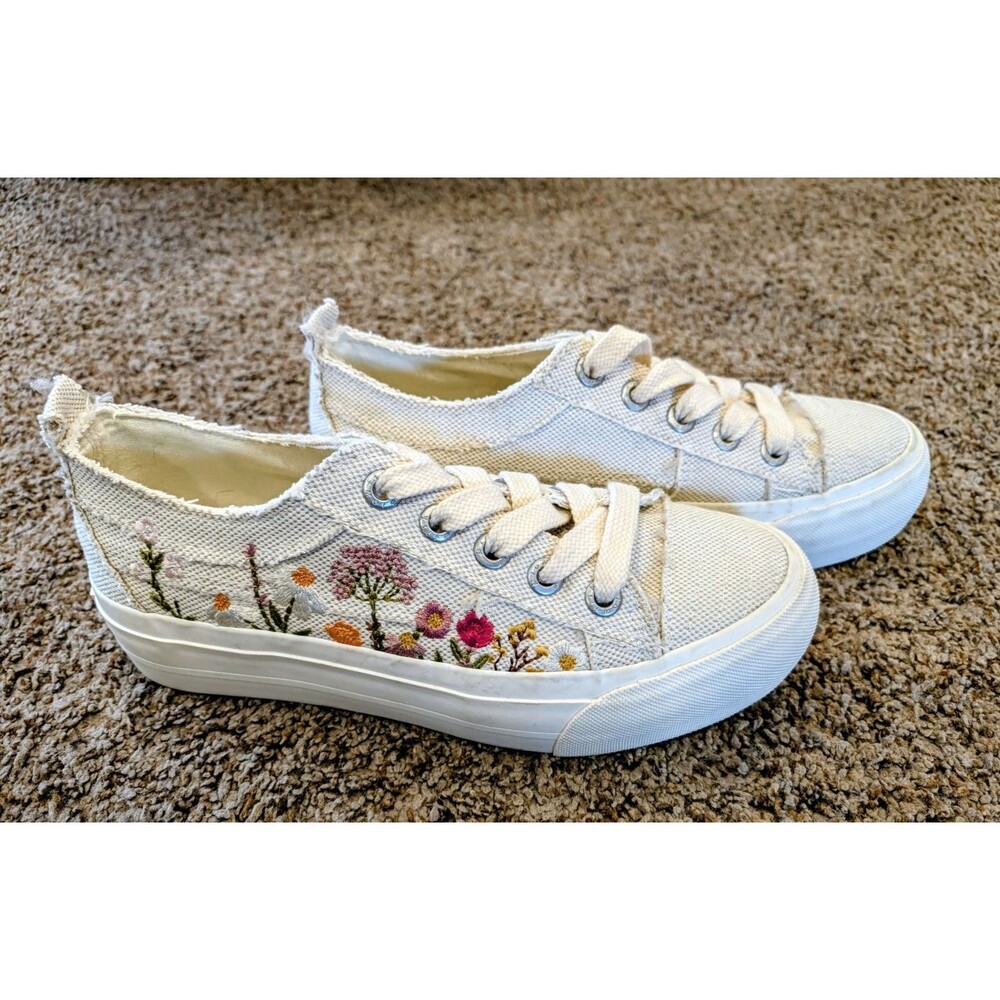 Blowfish Malibu Sadie-Sun Floral Embroidered Canvas Sneakers Womens Size 7M